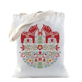 TSOTMO Swedish Horse Gift Scandi Nordic Gift Scandinavian Folk Norwegian Folk Horse Tote Bag for Horse Lovers Swedish Expat (Folk Horse)