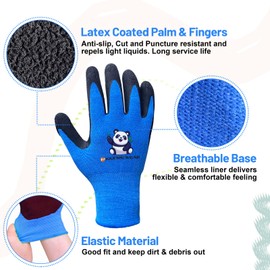 Migliore Wear 2 Pairs of Children's Work Gloves, Gardening Gloves, Children, Latex Protective Gloves with Palm Coating for 2-4 Years (XS)
