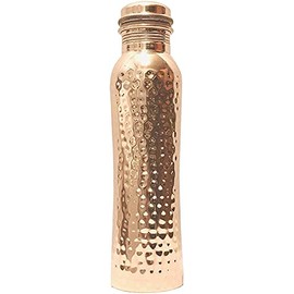 KUNAL Hammered Copper Water Bottle 34 Oz Joint Free-Ayurveda Health for Travelling Purpose Vessel Drinking 1 Litre Christmas Gift- Capacity 1000 Ml