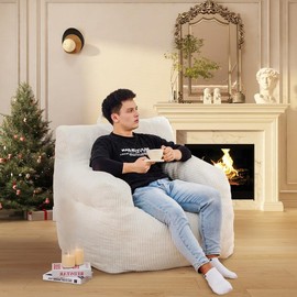 Bean Bag Chairs for Adults Oversize Bean Bag Sofa Chair with High Density Memory Foam Bean Bag Chair Lazy Chair with Armrest, Adult Beanbag for Bedroom, Living Room, Office