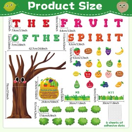 Fruit of The Spirit Bulletin Board Set Christian Classroom Decoration Religious Paper Cutouts Bibles Bulletin Board Border for Church Sunday Back to School Chalkboard Wall Decor Teacher Supplies
