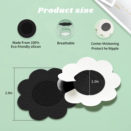 STURME 25 Pairs Nipple Covers Disposable, Breast Pasties Comfortable & Natural, Adhesive Satin Petals Pasties for Women (Black)