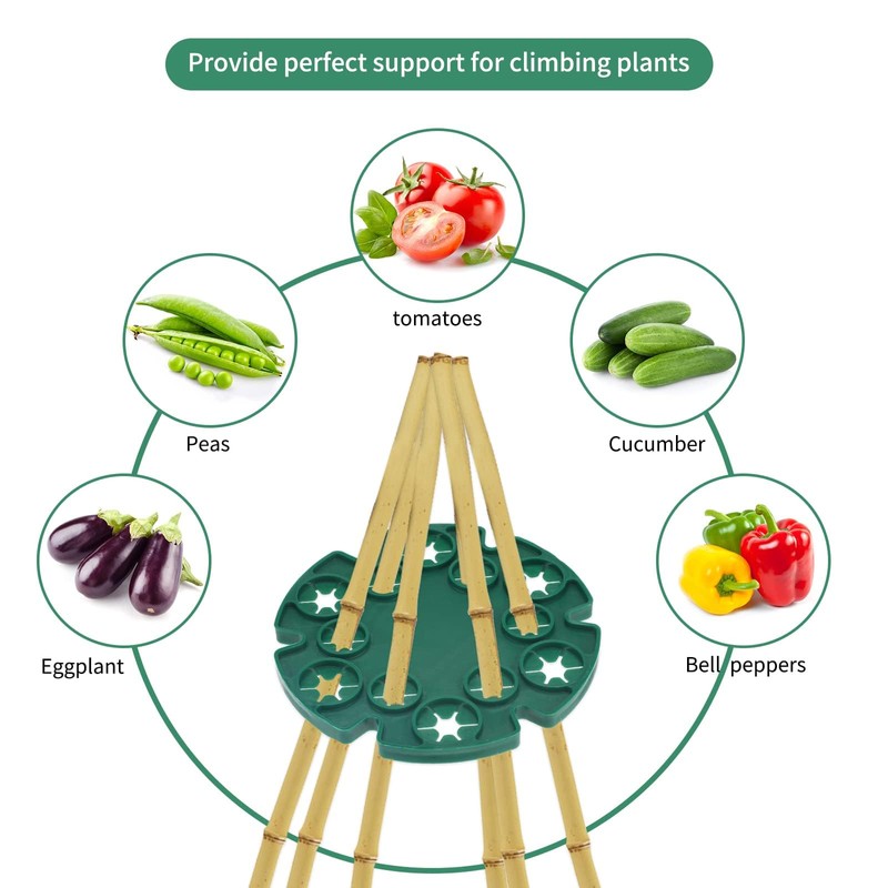 ieron 4 Pieces Wigwam Pole Grips Support Rings for Peas,