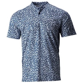 TGW Men's Printed Collarless Golf Polo Navy M