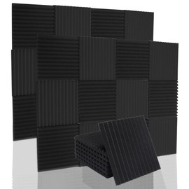 INMOZATA 12 Pack Acoustic Foam Panel, 2.5 X 30 X 30 CM Sound Proofing Panels, High Density Acoustic Wall Panels with Sound Absorbing and Fireproof for Recording Studio Home Offices, Black
