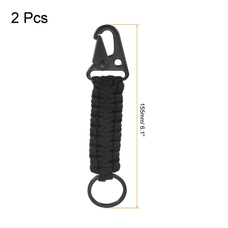[PATIKIL] Paracord Keychain 2 Pcs Braided Lanyard Key Clip Leather