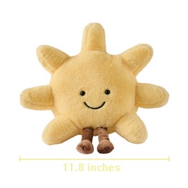 EUEGWYX Moon Shaped Plush Pillow 12" Cute Smiling Fun Filled Pillow Moon and Sunshine Stuffed Animal Soft Toy for Birthday Gift