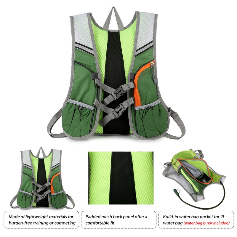 Breathable Hydration Backpack Nylon Reflective Water Bladder Backpack for Hiking