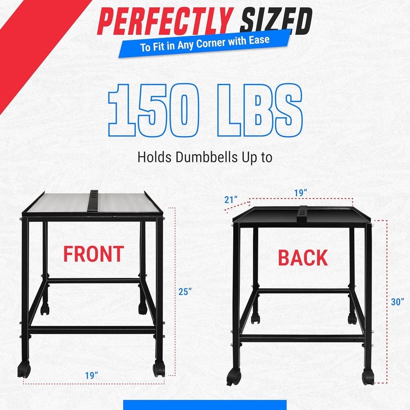 FEBTECH Large Compact Dumbbell Rack & Weight Rack with Lockable
