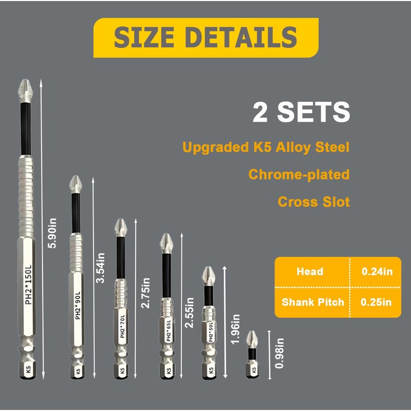 High Magnetic Screwdriver Drill Bit Set, 12Pcs Magfixer New K5