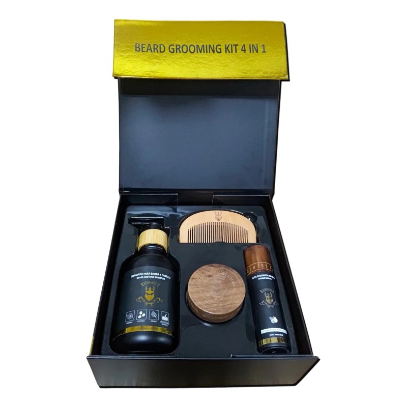 Kit Cuidado De Barba Basico Barbarian Brothers Aceite Bergamota Shampoo