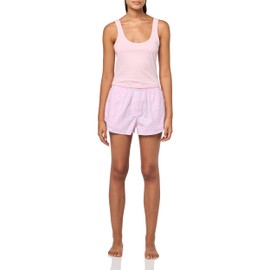 florence by mills Women's Do Not Disturb Boxer Short & Classic Tank Set, Soft Pink/Ibis Rose Prnt, Medium