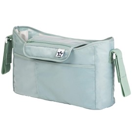 Tiny Twinkle Universal Stroller Organizer with Shoulder Strap, Fits for Stroller like Uppababy, Baby Jogger, Britax, BOB, Umbrella and Pet Stroller（Sage Checkers）