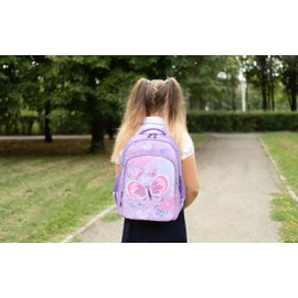 Kimwadalh Butterfly Beaded Backpack for Girls SchoolBag Students Rucksack Bookbag School Bag Set 3 in 1 Backpack Set for School,Travel, Daily Use