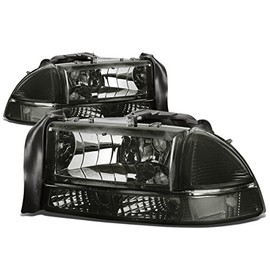 DNA MOTORING Pair Headlights Compatible with 97-04 Dodge Dakota / 98-03 Durango, Driver & Passenger Side, Smoke/Clear, HL-OH-DD974P-SM-CL1
