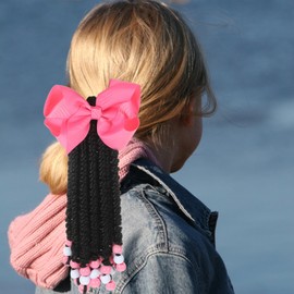 TOVINANNA Ponytail Beads and Dreadlocks Wig Rainbow Hair Extensions for Kids Beaded Braided Ponytail Beaded Hair Extension Hair Extensions for Girls Miss Accessories Chemical Fiber To Weave