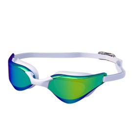 Vanolu Anti-Fog Swim Goggles for Adults, UV Protection Mirrored Lenses, Dual Strap Adjustable, Leak-Proof Swimming Glasses (White Gold)