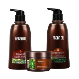 NUSPA NUSPA Juegos de Champú y Acondicionador de Aceite de Argán Marroquí Con Mascarilla para El Cabello, Color Seguro, Suave, Agrega Brillo,