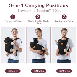 Shiaon Baby Carrier Newborn to Toddler(7-30lbs), Toddler Carrier Baby Holder Carrier with Adjustable Shoulder Strap, Chest Carriers, Black