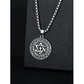 Shusukue 925 Sterling Silver Unisex Necklace Star of David Baseball Viking Wolf Skull Cowboy Hat Necklace Jesus Saint Benedict Faith Necklace Devil Eye Necklace Protector, Sterling Silver