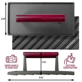 Cast Iron Bacon Press 7" Round & Rectangle 8"x4" Cast Iron Grill Press - Meat Press for Bacon, Steak, Burgers and Sandwiches - Non-Stick Griddle Press with Cool-Touch Wood Handle