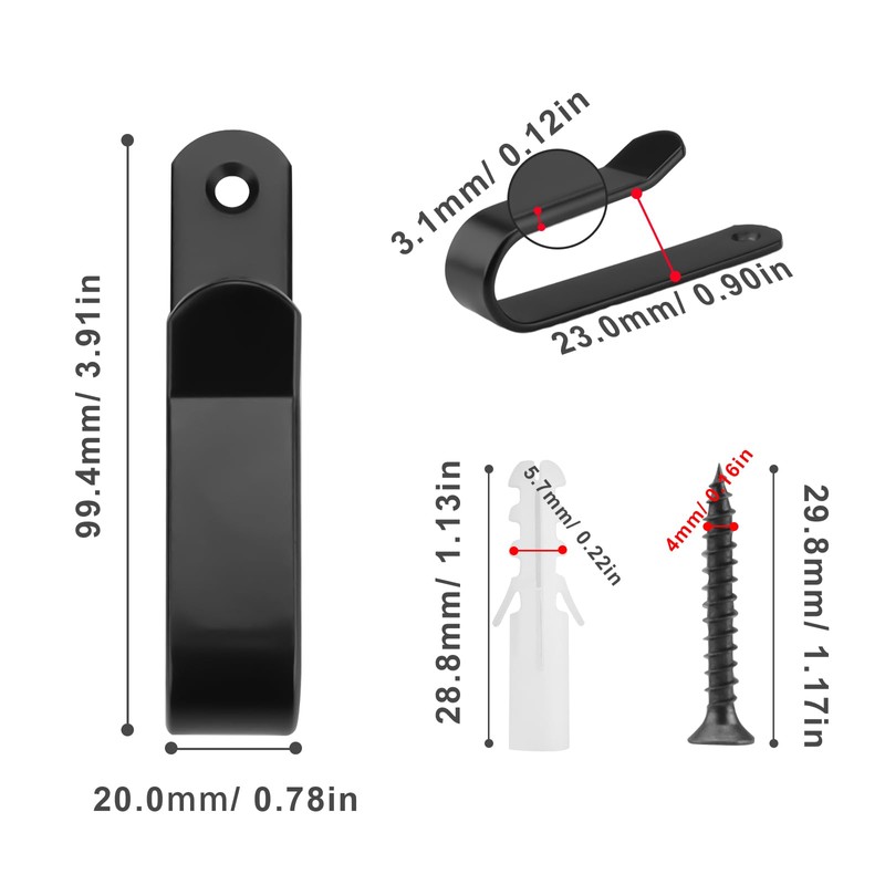 FINELYCR Pack of 4 Snowboard Wall Mounts Black Snowboard Holder