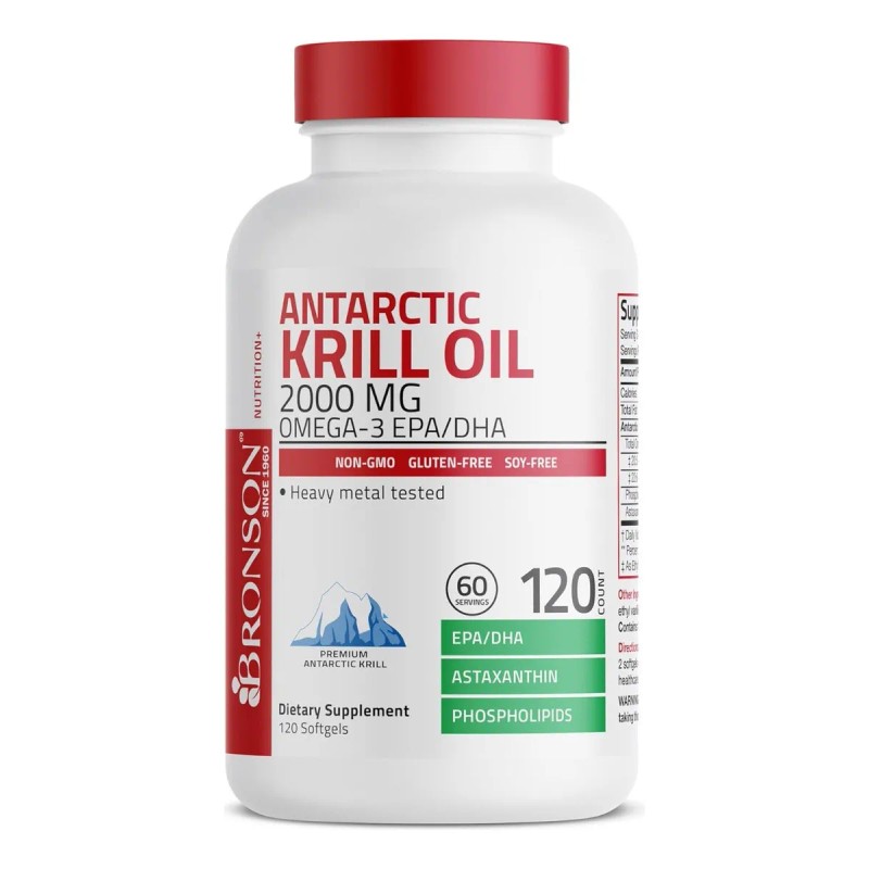 Aceite de Krill Antártico Bronson 2000mg Omega-3 EPA DHA 120