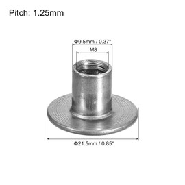 uxcell M8 T-Nuts, 12pcs Carbon Steel Tee Nuts, Round Base Weld Nuts 15mm Height Through Hole Flange Insert Female Thread Plate Nuts