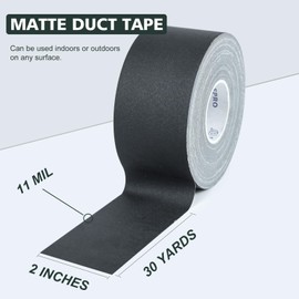 SIKEDEPRO Black Gaffers Tape, Bulk Gaff Tape 2" X 30 Yards, Heavy Duty Gaffer Tape, Floor Tape for Electrical Cords Cable Tape, Non-Reflective Matte Finish Gaff Tape for Photography