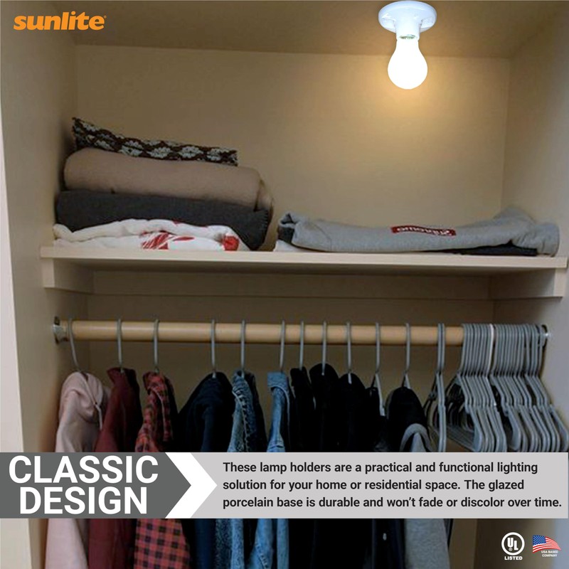 6 Pack Sunlite E196 PORCELAIN LAMP HOLDER MEDIUM BASE E26