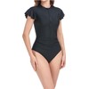 Womens One Piece Swimsuits Ruffle Zipper Bathing Suit Monokini Swimwear