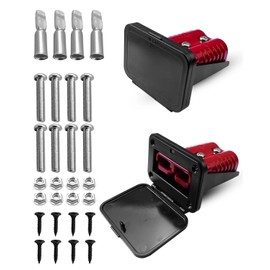 QAGGUM 175A Battery Quick Connect/Disconnect Electrical Connector Plug with Flush Mount Dust Cover for 1/0 Gauge Cable, Plug Mounting Panel for Truck UTV ATV RV Boat Winch Lift Trailer Motor, 2Pcs