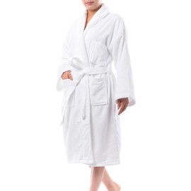 alpine swiss Blair Womens Cotton Terry Cloth Bathrobe Shawl Collar Velour Spa Robe, White, Large/X-Large