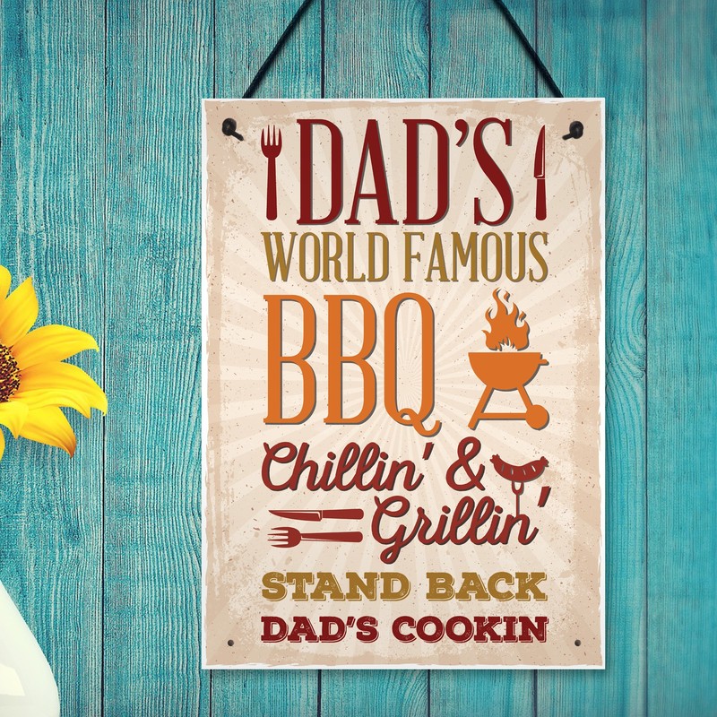RED OCEAN Dad's BBQ Barbeque Hanging Shed SummerHouse Sign Garden