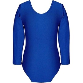 Girls Long Sleeve Leotard for Ballet, Dance, Gymnastics & PE – Kids Bodysuit Ages 5–14 – Stretchy Full Sleeve Uniform Top (Royal Blue, 5-6 years)
