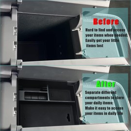 BestEvMod for Rivian R1T & Rivian R1S Accessories Center Console Organizer Tray Armrest Storage Box ABS Material with PVC Trim Compatible with Rivian R1T/R1S 2022 2023 2024 2025 Accessories(V2 Black)