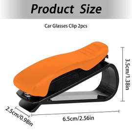 VBGURR 2 Pcs Sunglasses Holder for Car Mini Car Sunglasses Holder Multifunctional Car Glasses Holder for Car Interior Visor Universal Car Sunglasses Holder Clip for All Vehicle (Orange)