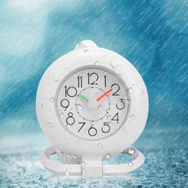 shoplic Bathroom Clock - Mini Shower Clock Fashionable Waterproof Double Table Hanging Table Clock Bathroom Kitchen Home Decor (White)