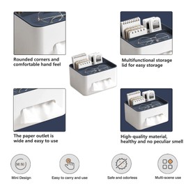Benshukam Rectangular Tissue Box Cover Holder with Storage Napkin Tissue Box Holder with Stationery Remote Control Box Decorative Tissue Pen Remote Organizer for Home/Office/Car/Restaurant Blue