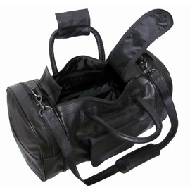 Amerileather Leather Dual-zippered Duffel - Black (#3704-0)