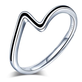 Yumilok Women's Ring Adjustable Anniversary Ring Waves Trend Symbol Partner Rings Finger Ring Midi Ring Trust Ring 925 Sterling Silver for Women Girls, Sterling Silver, Cubic Zirconia