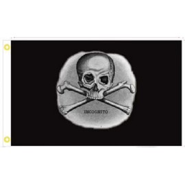 12X18 INCH INCOGNITO PIRATE BLACK FLAG 100D Woven Poly Nylon BOAT Flag Banner