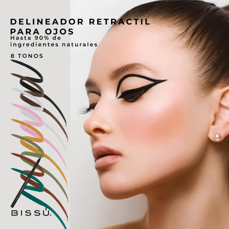 Delineador Retráctil Ojos Bissu Larga Duración Kit 8 Tonos