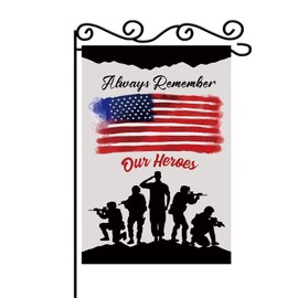 MEFENG Always Remember Our Heroes Garden Flag- Memorial Day Decor-Independence Day Decor-Military Soldiers Patriotic Yard Outdoor Decoration 12.5 x 18 Inch Vertical Double Sided