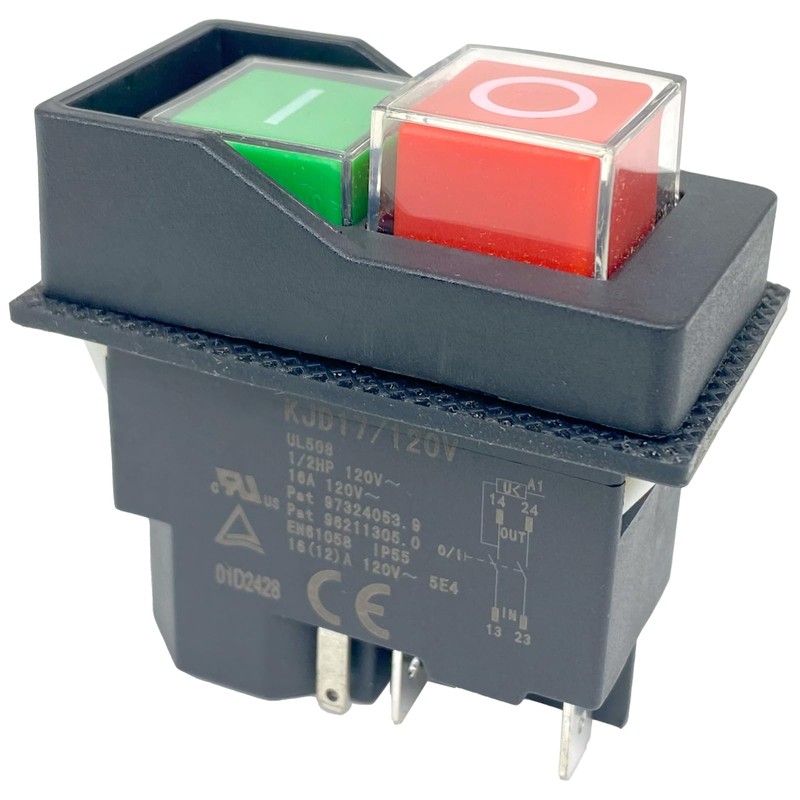 KJD17/120V Switch 5-Pin 16A Push Button Solenoid Switch (1-Pack) for