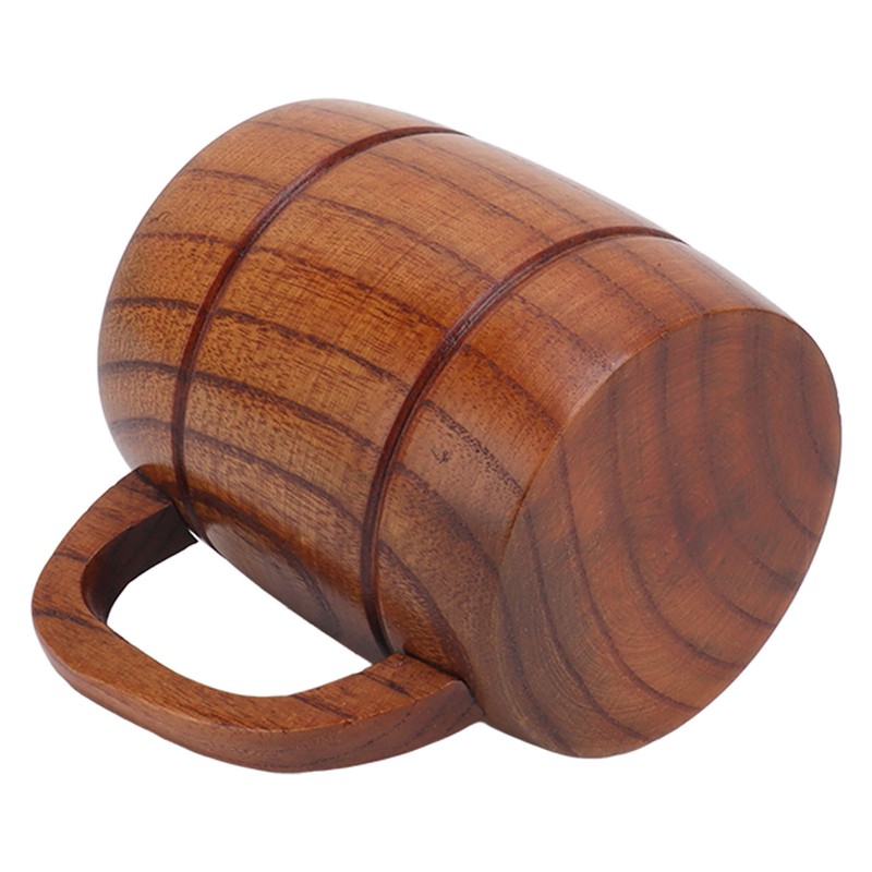 Wooden Beer Mug with Handle 300ml Prevent Scald Carved Drinkware