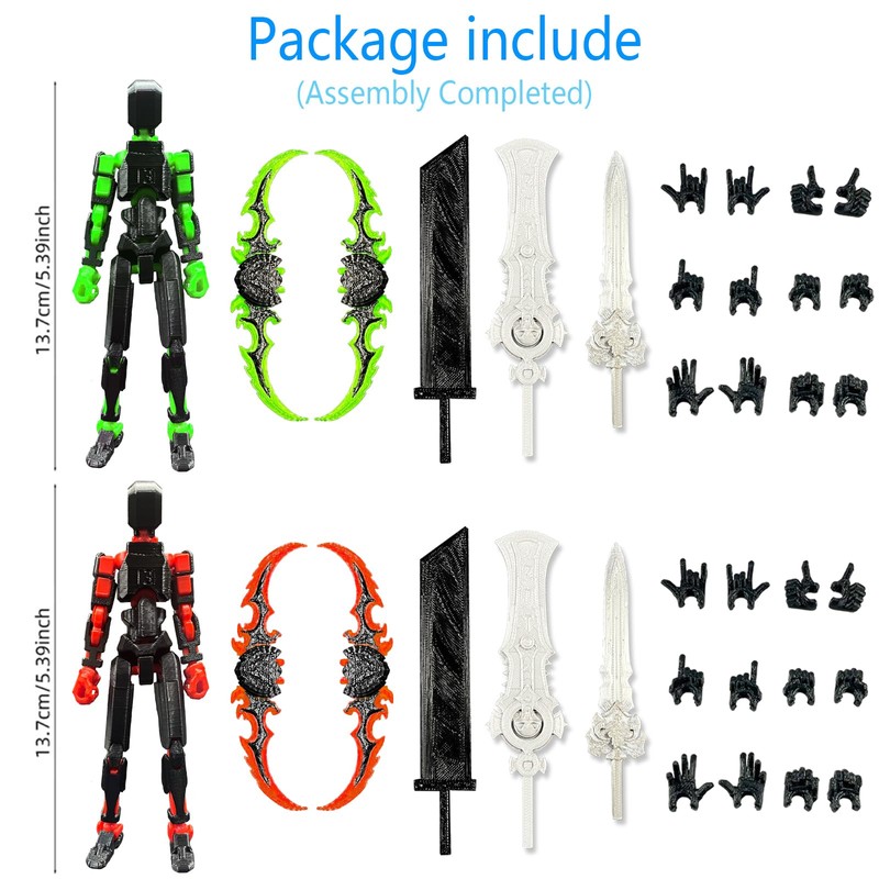 T13 Action Figure Set (Assembly Completed), 3D Printed Multi-Jointed Movable