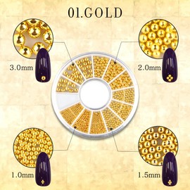 Nail-riche/Nail Riche Premium Stainless Steel Ball with Crystal Stick for Nail Art (Gold)