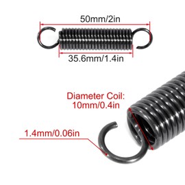 GUNGY Tension Springs with Hooks Piano Wire Tension Spring 50 mm Outer Diameter 10 mm Wire Diameter 1.4 mm Maximum Tensile Force 5.0 kg 1.4 x 10 x 50 mm Pack of 10