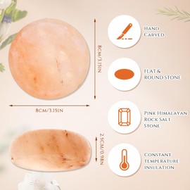 Swiffen 10 Pack Flat Round Salt Massage Stones Pink Crystal Hand-Carved Stone Pink Salt Massage Therapy Rocks Bath Ball Tool for Spa Neck Back Arm Full Body, 3.15 x 3.15 x 0.98 Inch